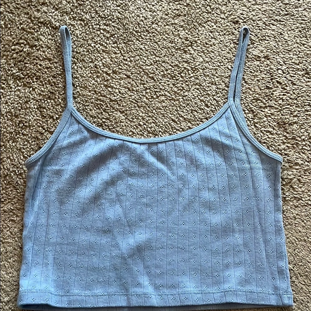 Women's Blue Ribbed Crop Top